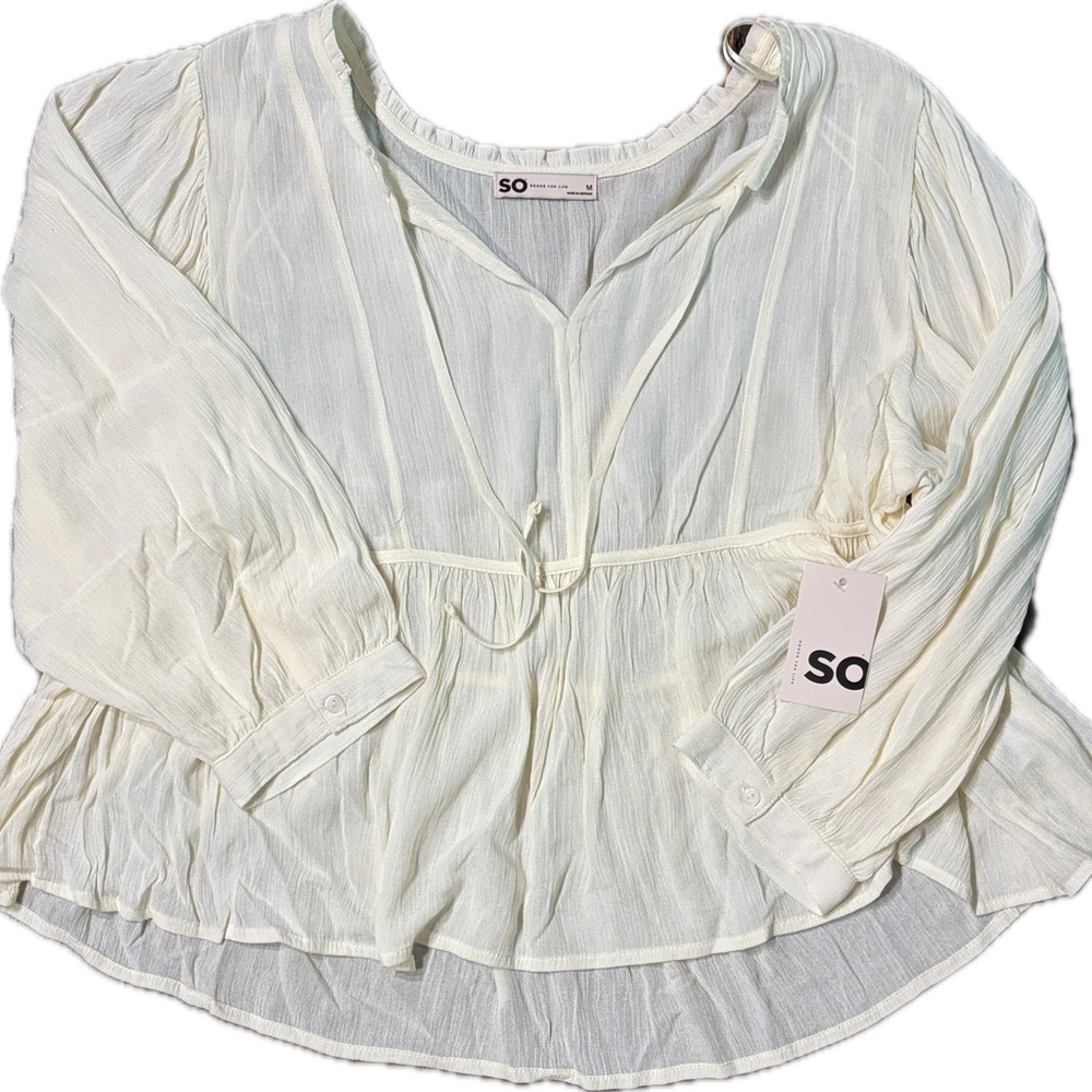 SO Women's Cream Peasant Blouse